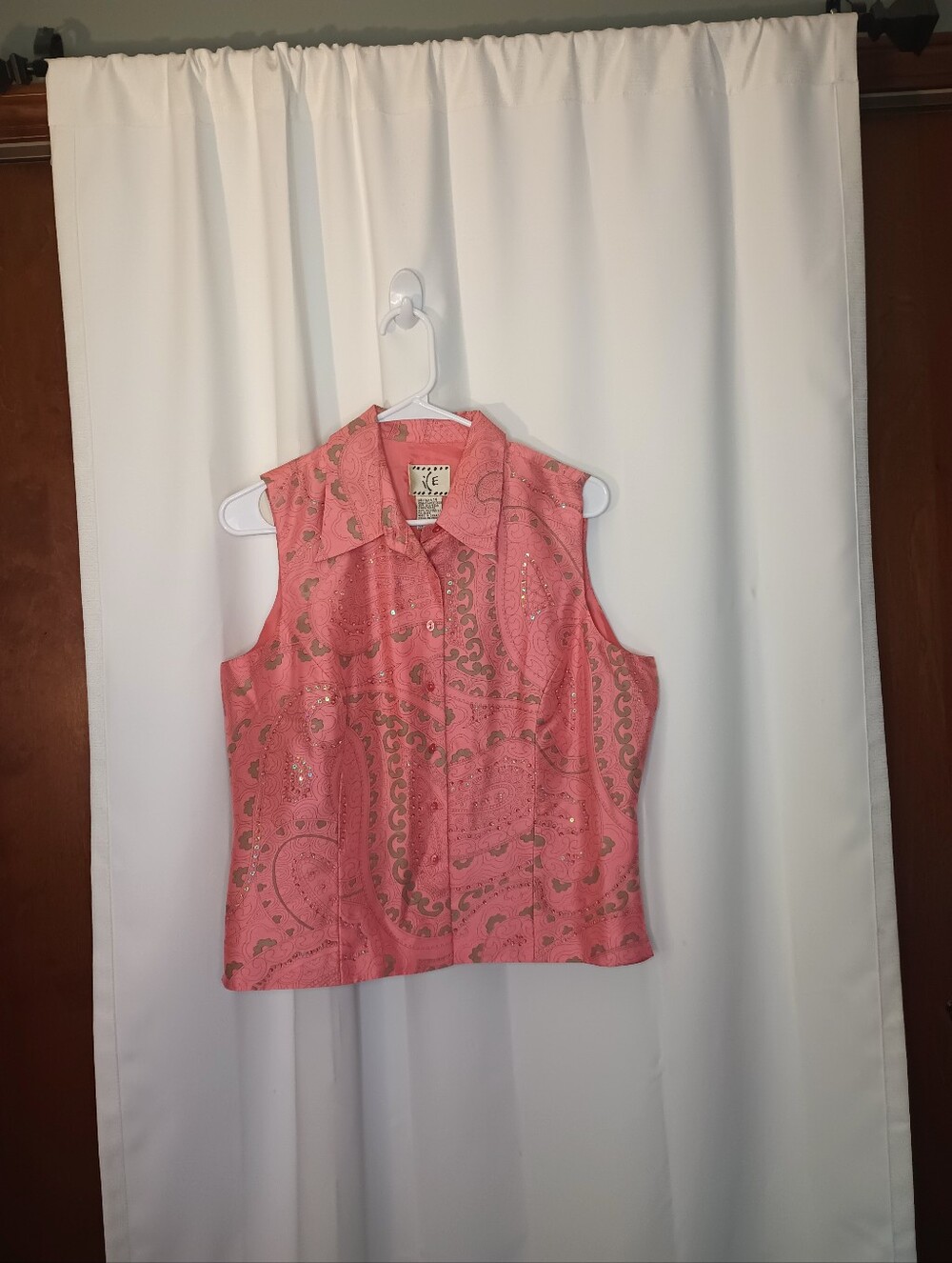 Vtg Ice Womens Y2K Fairy Silk Beaded Top 14 Pink Button Whimsy Bohemian NWT